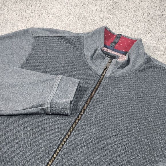 Ted Baker London Sweater‎ Jacket Mens 7 3XL Gray Full Zip Mock Neck Cotton Blend - Picture 1 of 9